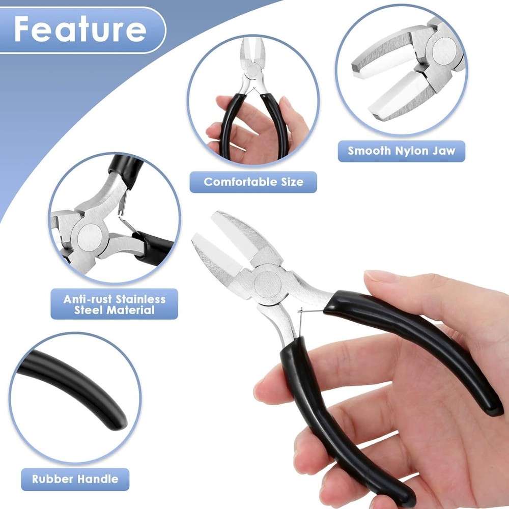 Lightweight Nylon Jaw Pliers for Chain Making - Black, Durable & Effective Tools