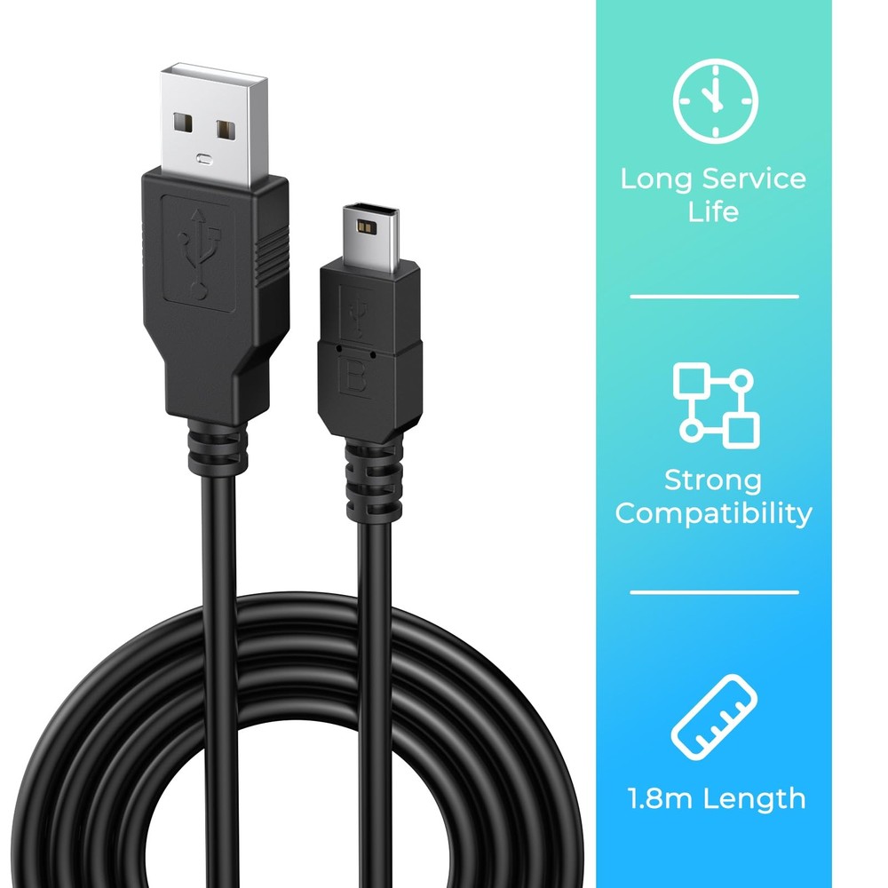 Vancle 2 Pack for PS3 Controller Charging Cable, 3.3ft Mini USB 1 centimeter