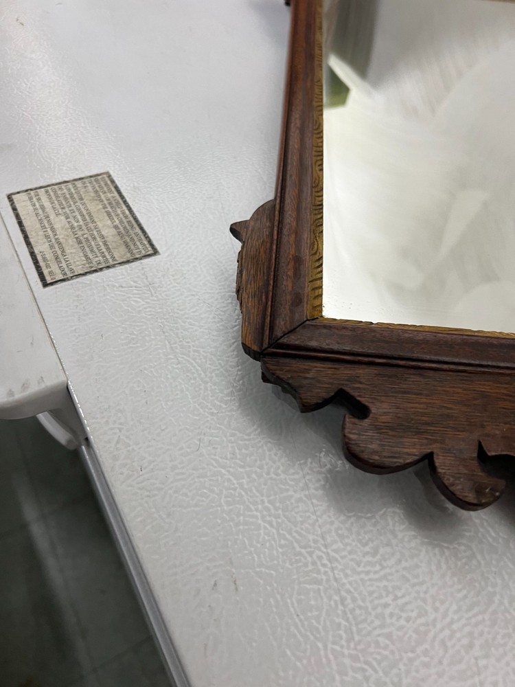 Chippendale Style Walnut Frame Beveled Wall Mirror