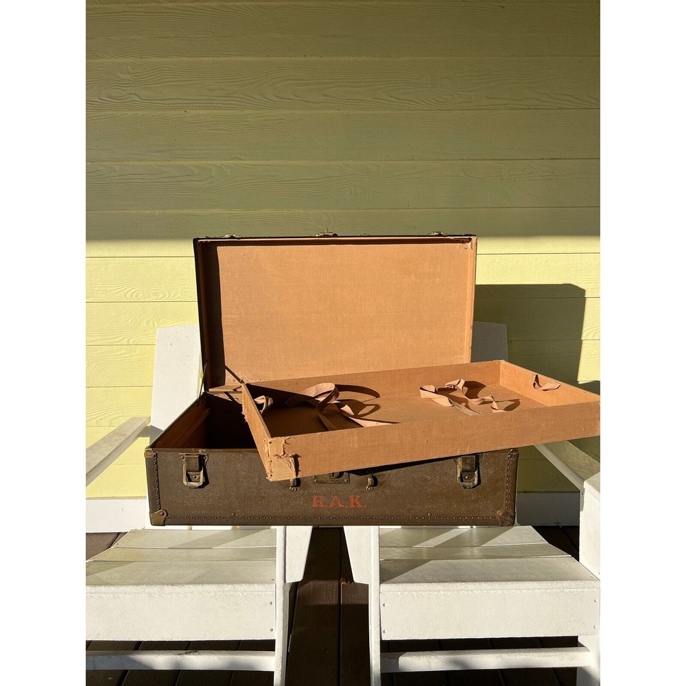 Vintage Oshkosh Steamer Trunk Suitcase