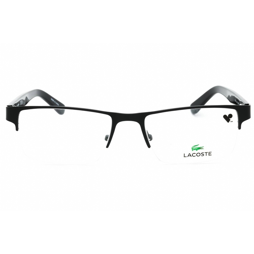 Lacoste Men's Eyeglasses Matte Black Rectangular Half Rim Metal Frame L2237 002