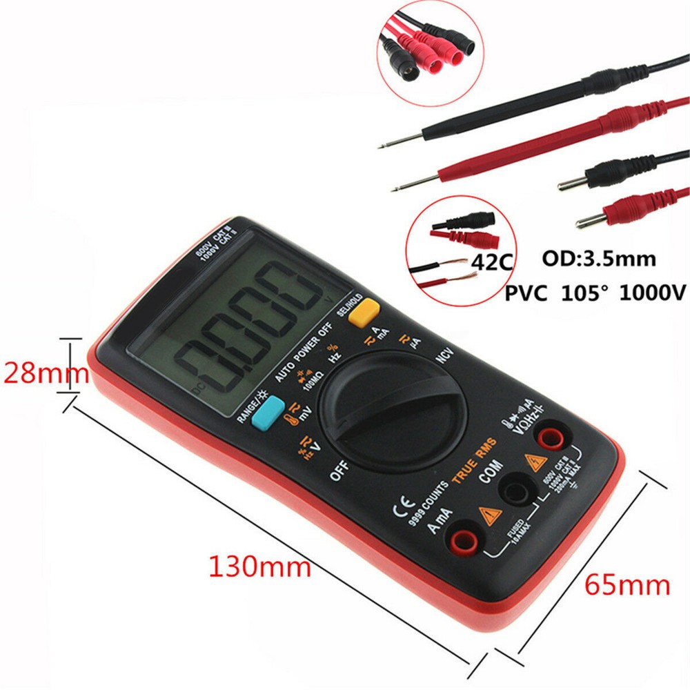 ANENG AN8009 Digital ClampMeter Handheld RMS Multimeter AC/DC Current Resistance