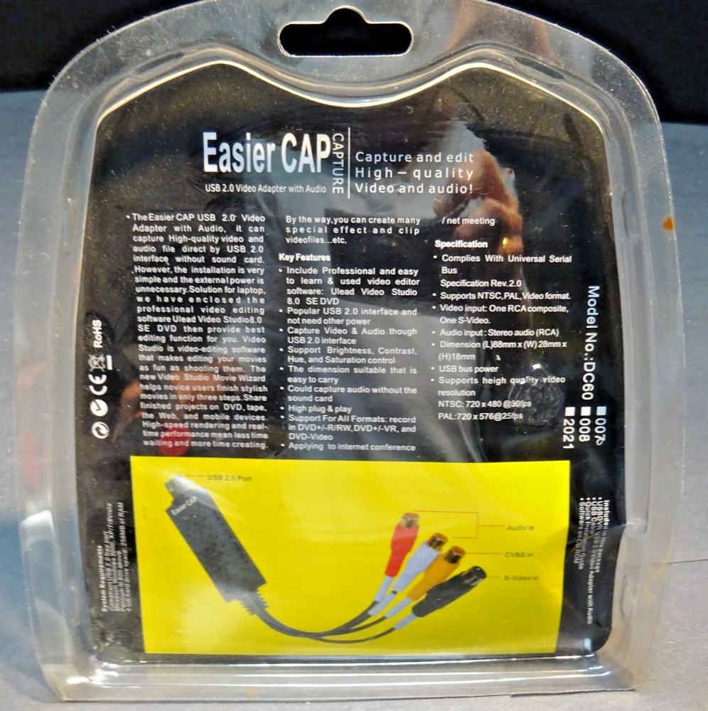 EasyCAP Capture USB 2.0 Video Adapter with Audio - Model DC60