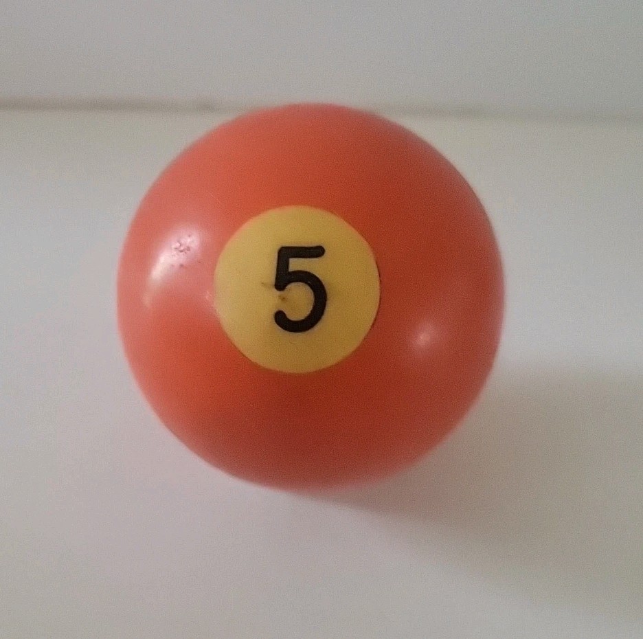 Vintage No. 5 Solid Orange Pool Ball Billiard 2" Replacement (H)
