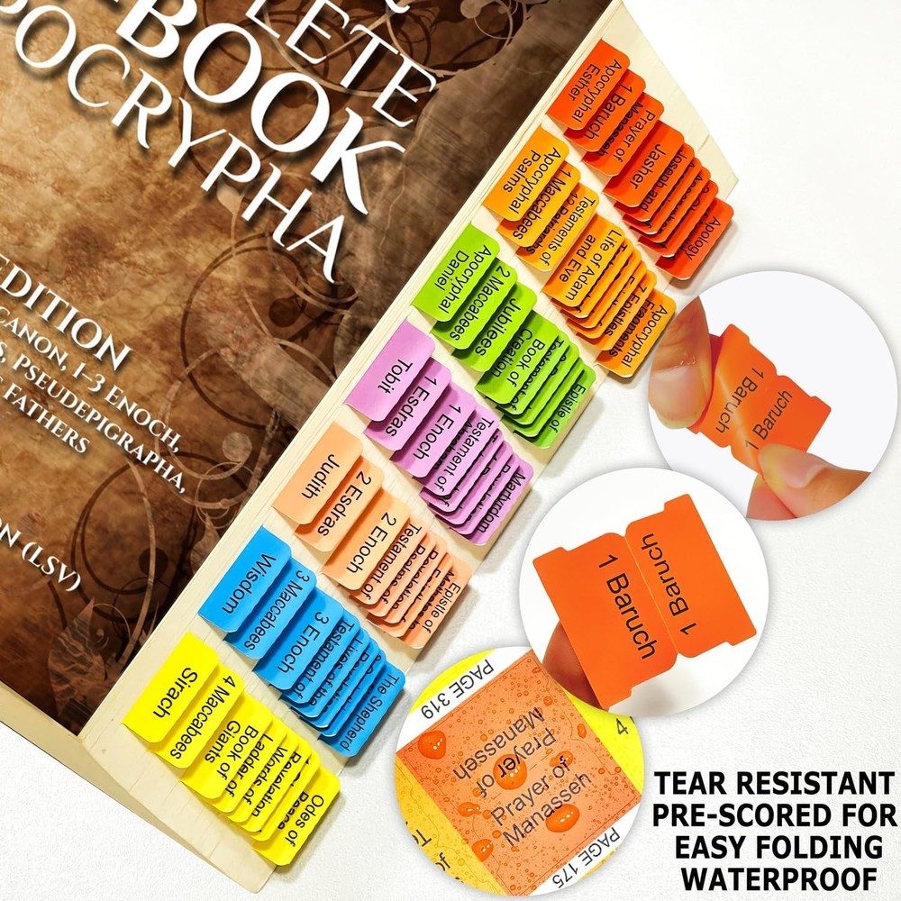 Index Tabs for The Complete 100-Book Apocrypha,2024 Edition 72 Color Coded...