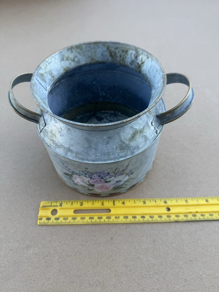 Decorative Pot Looks Like Galvanized, Milk, Jug Front Step Flower Container