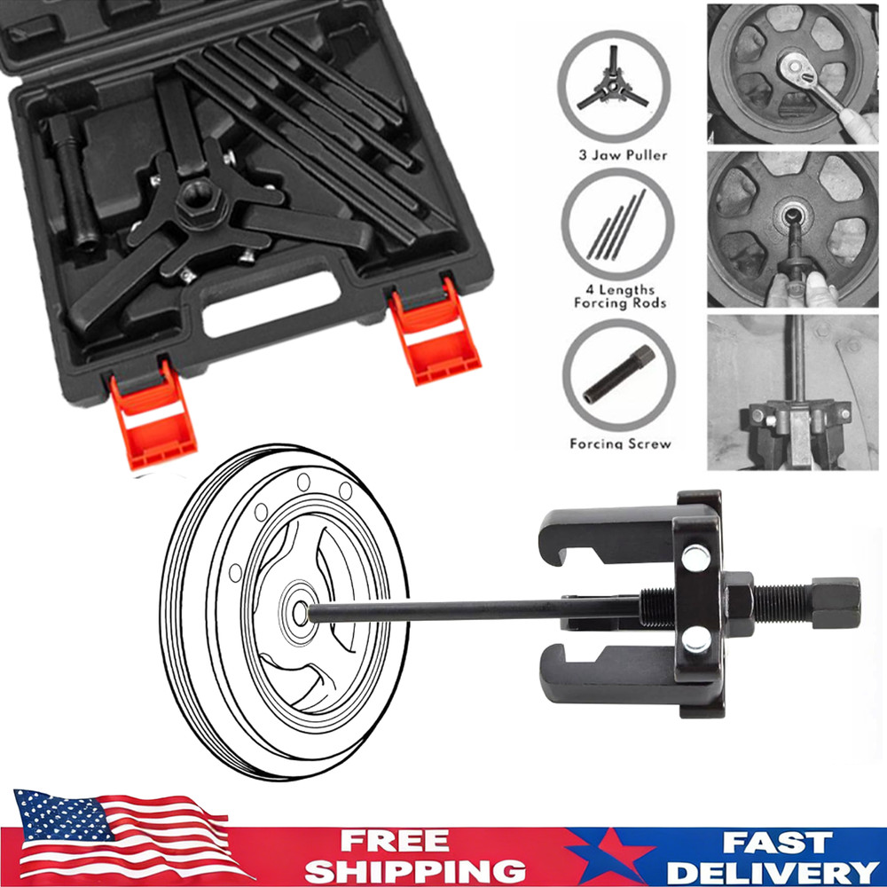 Harmonic Balancer Puller Kit, Adjustable 3-Jaw Puller for Removing Harmonic Damp