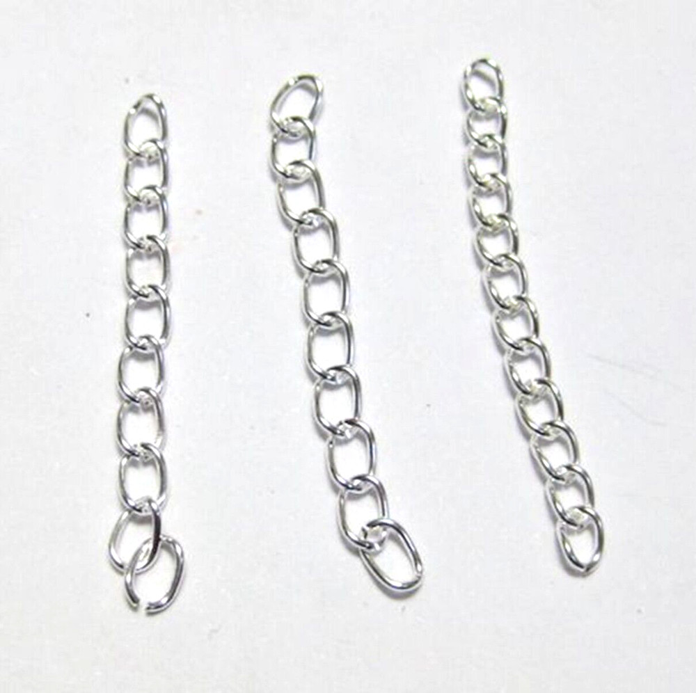 100 Silver Plated Extended Extension Jewelry Chains Tail Extender Finding