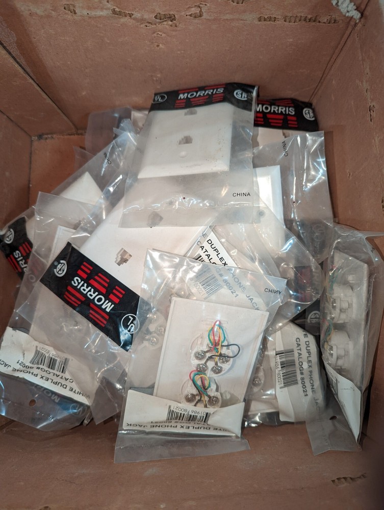 Morris #80021 White Duplex Phone Wall Plate