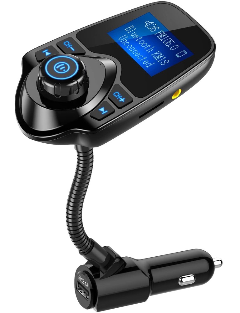 Nulaxy Car Bluetooth FM Transmitter [2024 Upgraded], 1.44" Display Black