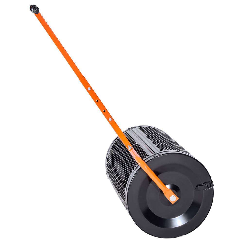 24" Compost Peat Moss Spreader Heavy Duty Steel Roller Adjustable T-Handle