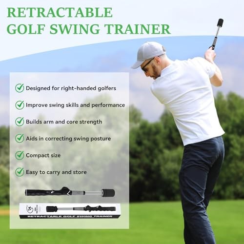 Golf Swing Training Aid, Retractable Golf Grip Trainer for Golf Right