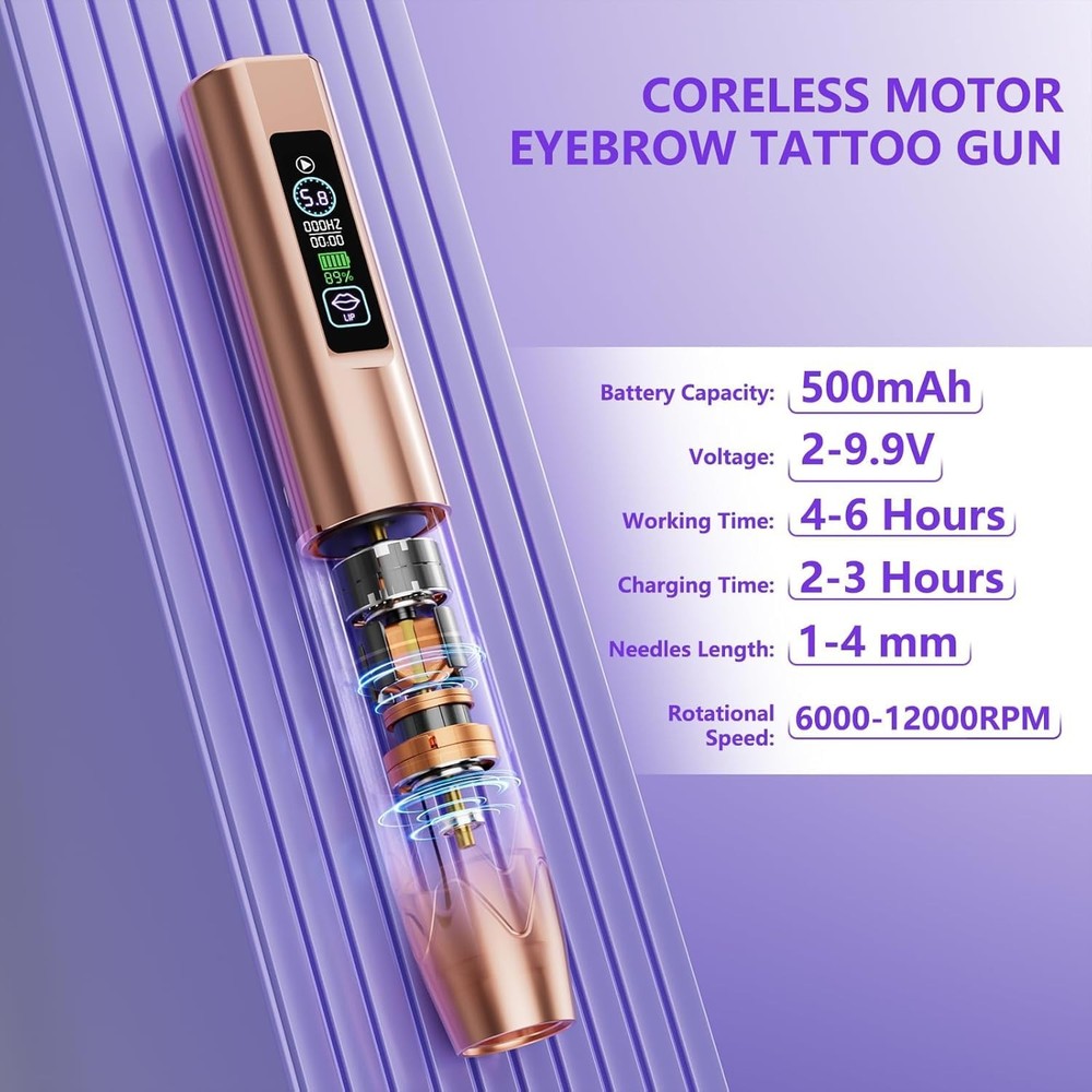 Microblading Kit - Professional Complete Wireless Tattoo Gun Rose Gold