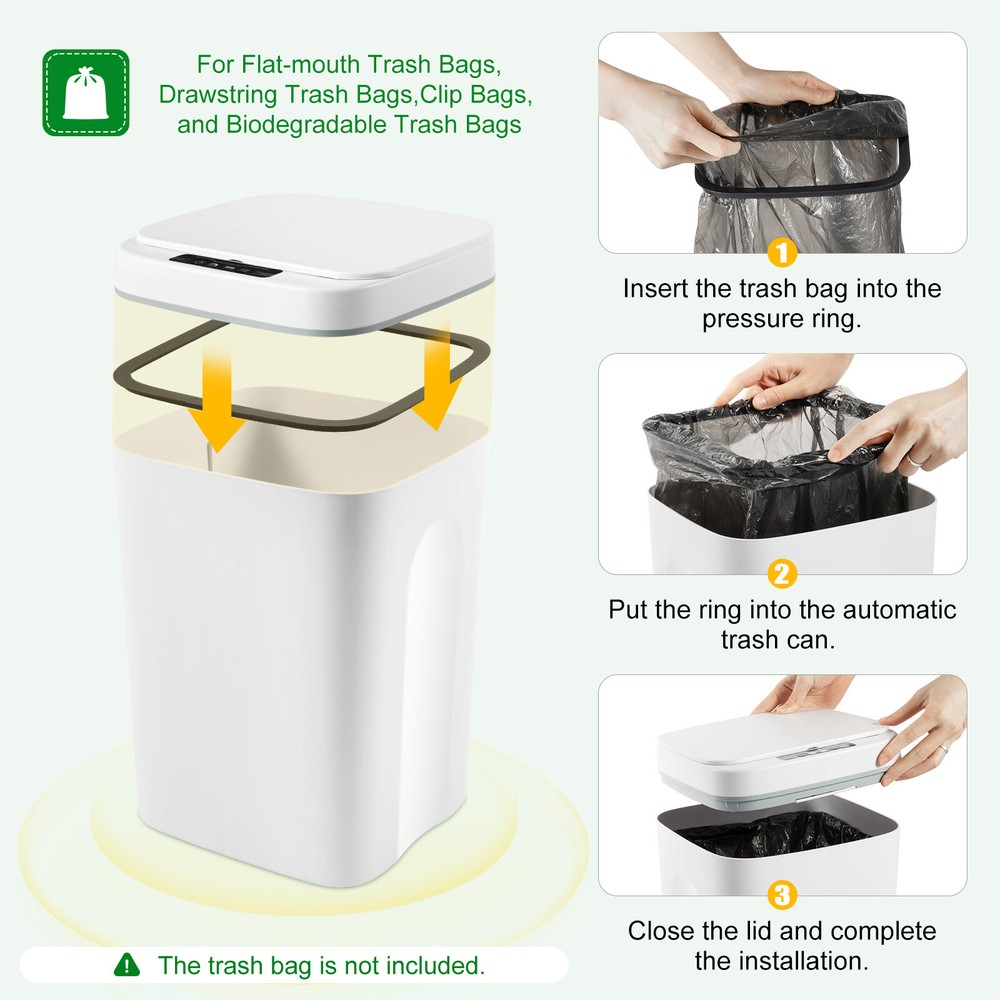 Touchless 4.22 Gallon Automatic Motion Sensor Trash Can for Bathroom Use
