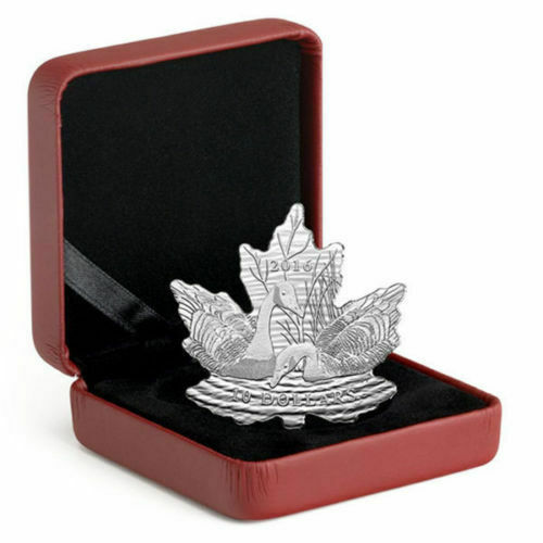 2016 Canada $10 Cut-out Silver Maple Leaf Silhouette Canada Geese Silver