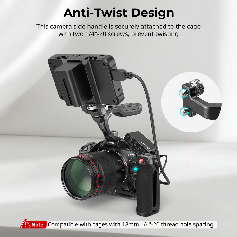 SmallRig Threaded Side Handle with Record Start/Stop Remote Trigger for Canon