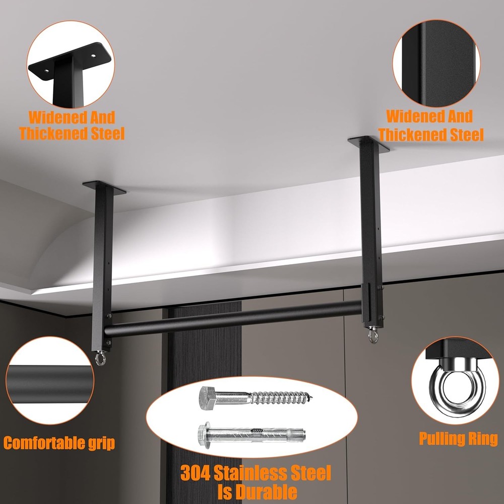 Ceiling Mounted Pull Up Bar, Heavy Duty 700 LBS Multi Grip Pull Up Bars, 16"/24"