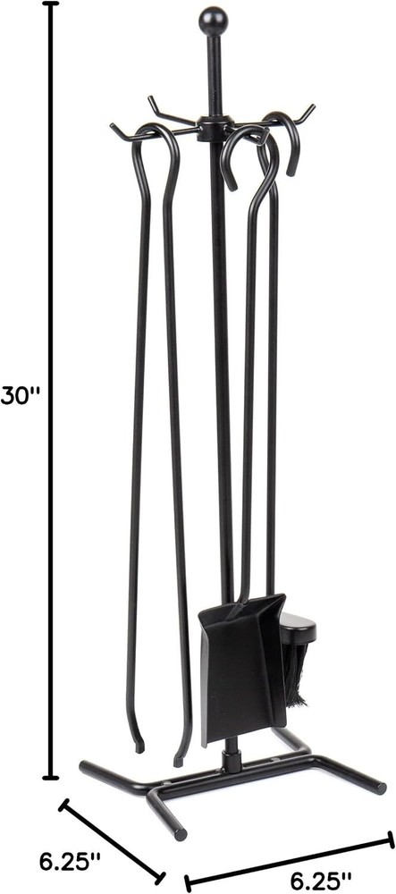Complete Wrought Iron Fireplace Set - 4 Tools with Easy Assembly and Maintenance