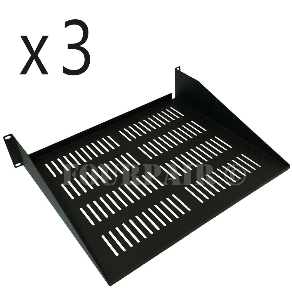3 Pack - 19" 2U Cantilever Data Server Network Rack Mount Vented Shelf 15" Deep