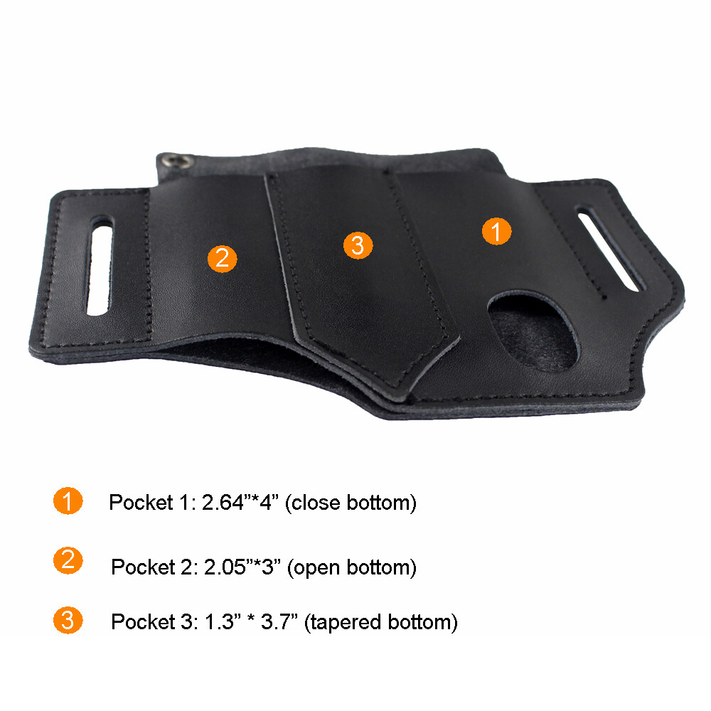 Tactical Molle Leather Bag Multitools Belt Pocket EDC Flashlight Storage Holster