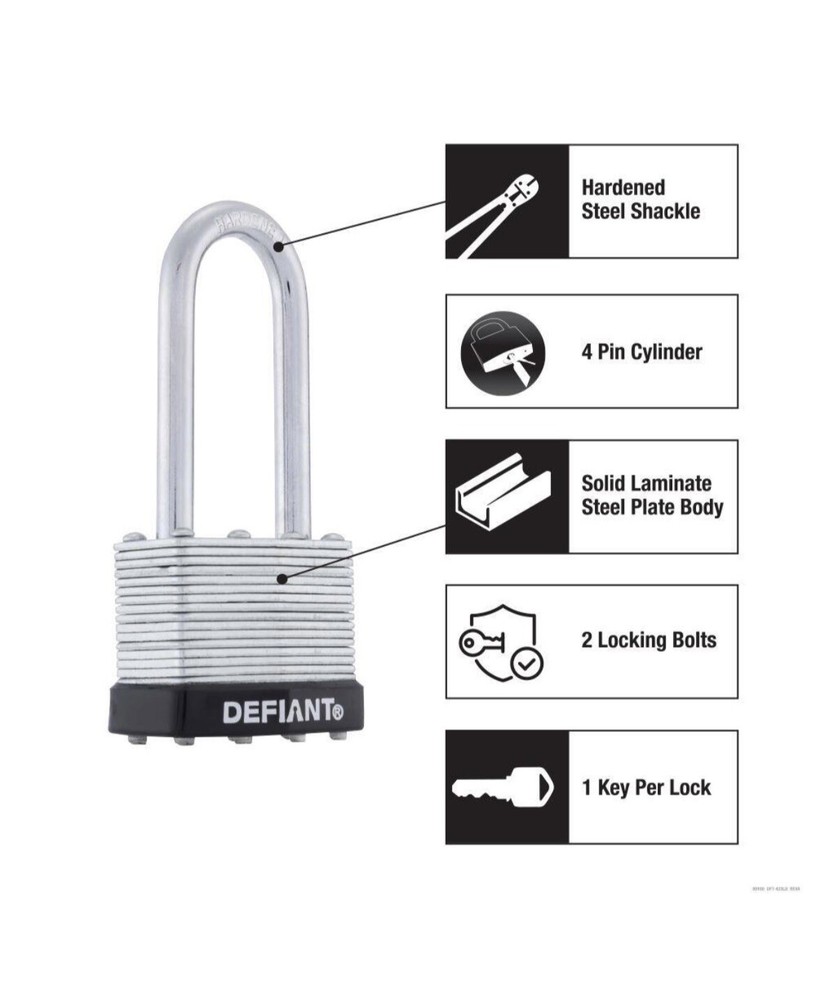 Defiant 3 Pack Laminated Steel Padlock 3 Keys