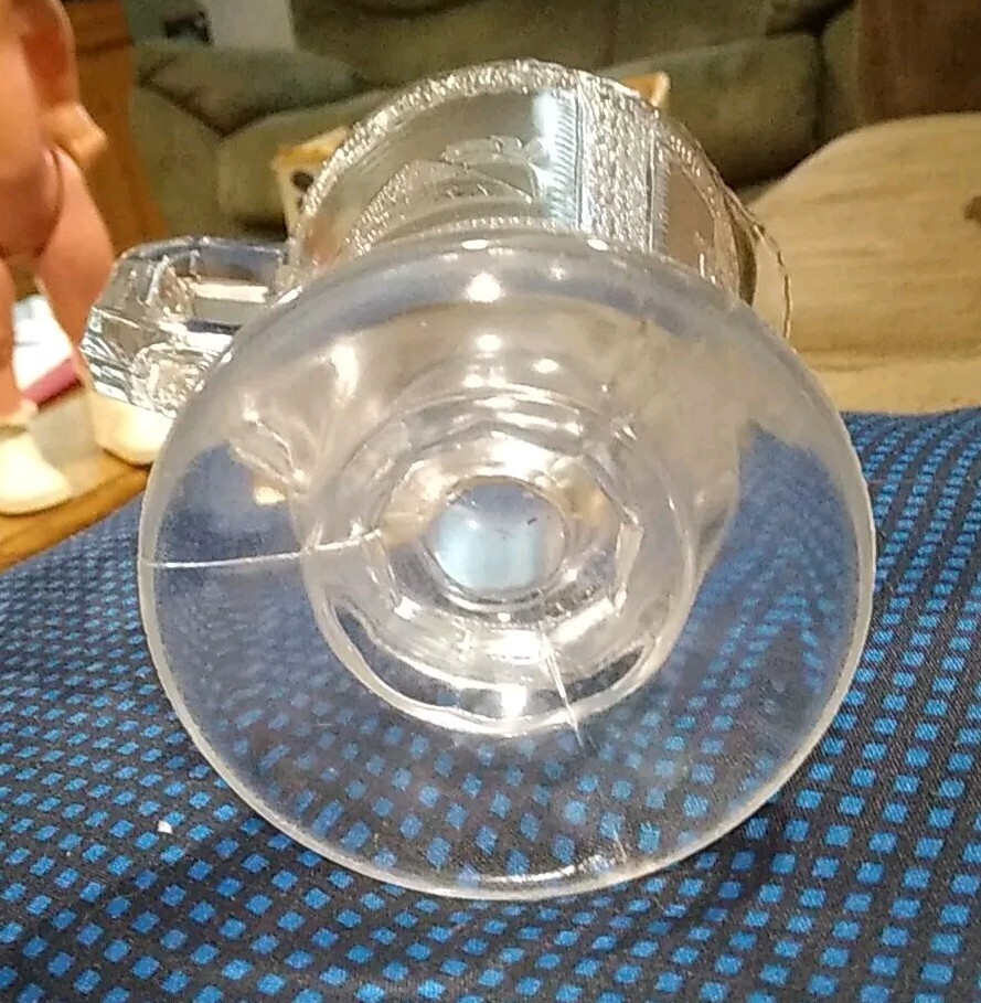 Embossed Footed Glass Pitcher with Pyramid & Sphinx