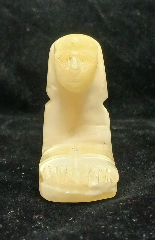 Hand Carved Egyptian Alabaster Stone Sphinx