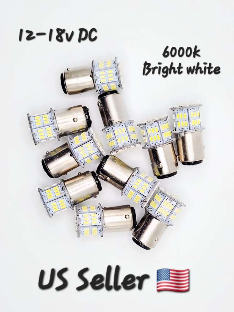 10 LED Light Bulbs 1157 BA15D Bayonet Double Contact Taillight Camper Trailer