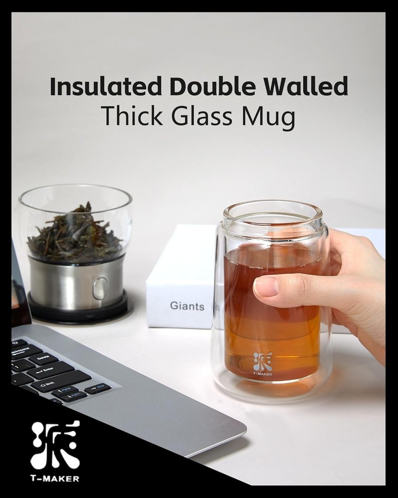 Modern Glass Tea Infuser Teapot, Smart One Touch Tea Maker for Loose Tea Diff...
