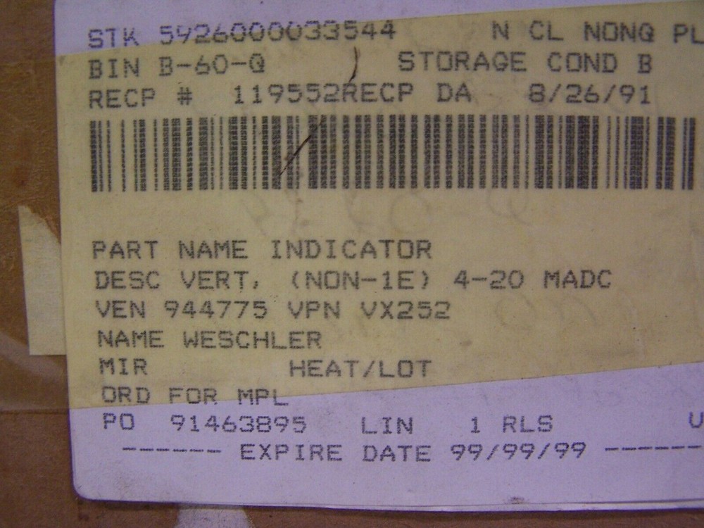 NEW WESCHLER GPM FLOW INDICATOR/PANEL METER 0-100 VX252