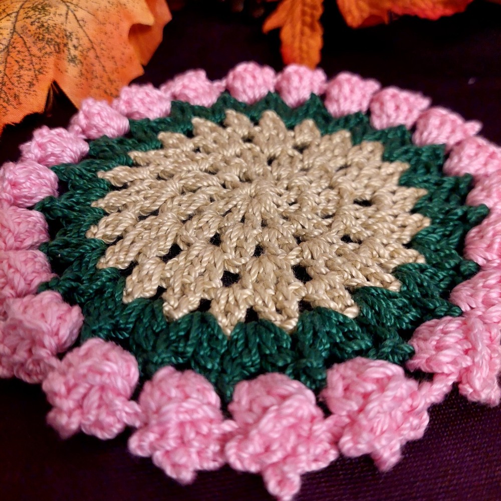 6 Coasters Coasters For Drinks 100% Cotton Multicolor Handmade Decor