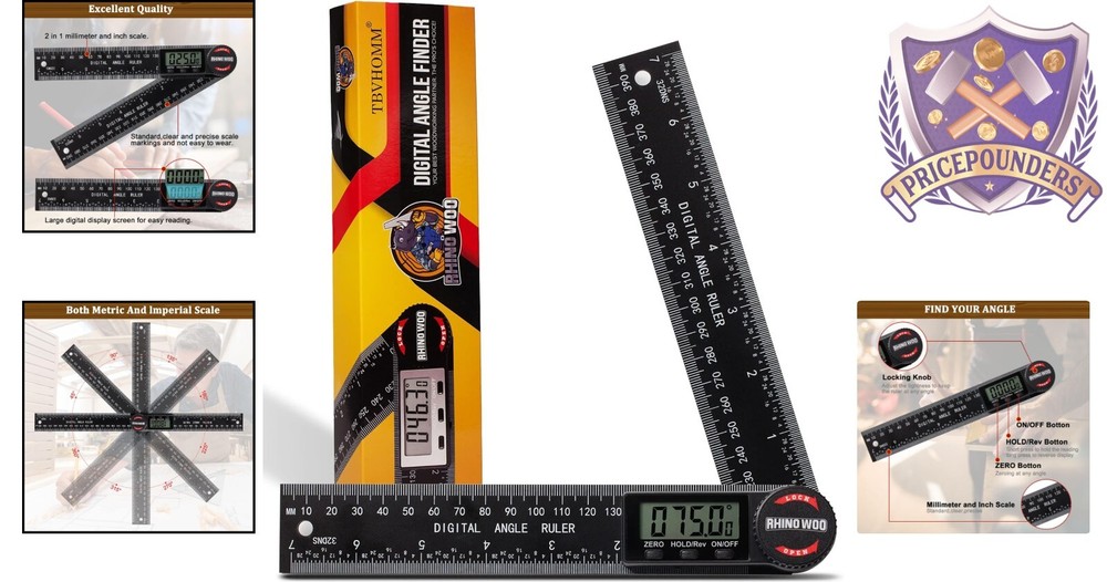 Digital Angle Finder Protractor ABS 7" Angle Measuring Tool for Woodworking DIY