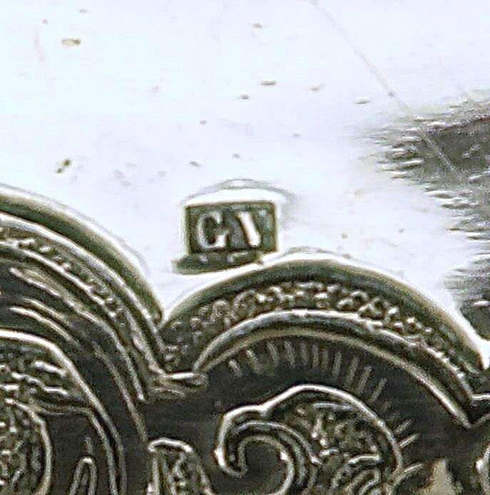 2 Augsburg Solid Silver Dish / Raised Kettle Trivet Tray Hallmarked GV C 1730