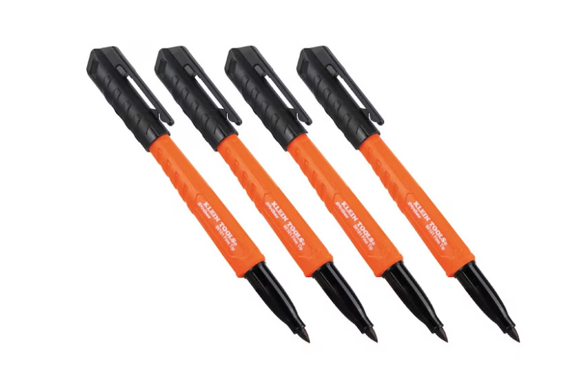 Klein Tools Skribes Fine Tip Permanent Markers, Black, 4-Pack