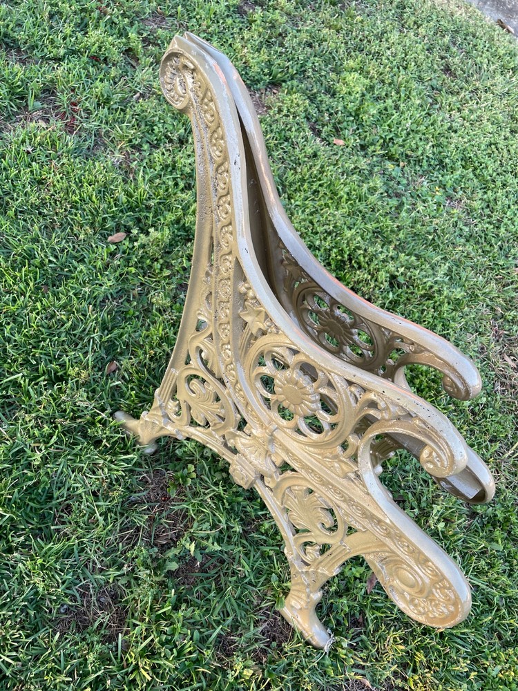 Vintage Solid Brass Bench Ends One Pair