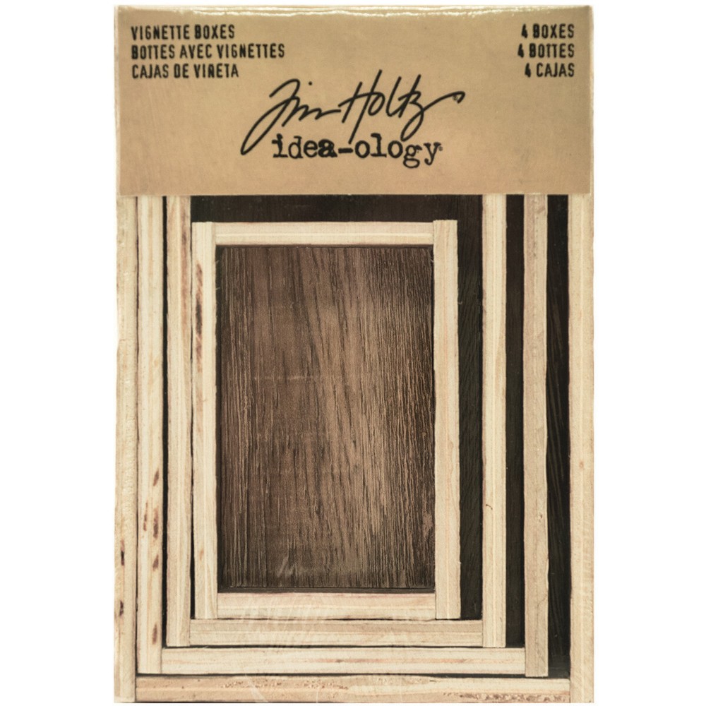Idea-Ology Wooden Vignette Boxes 4/Pkg Brown