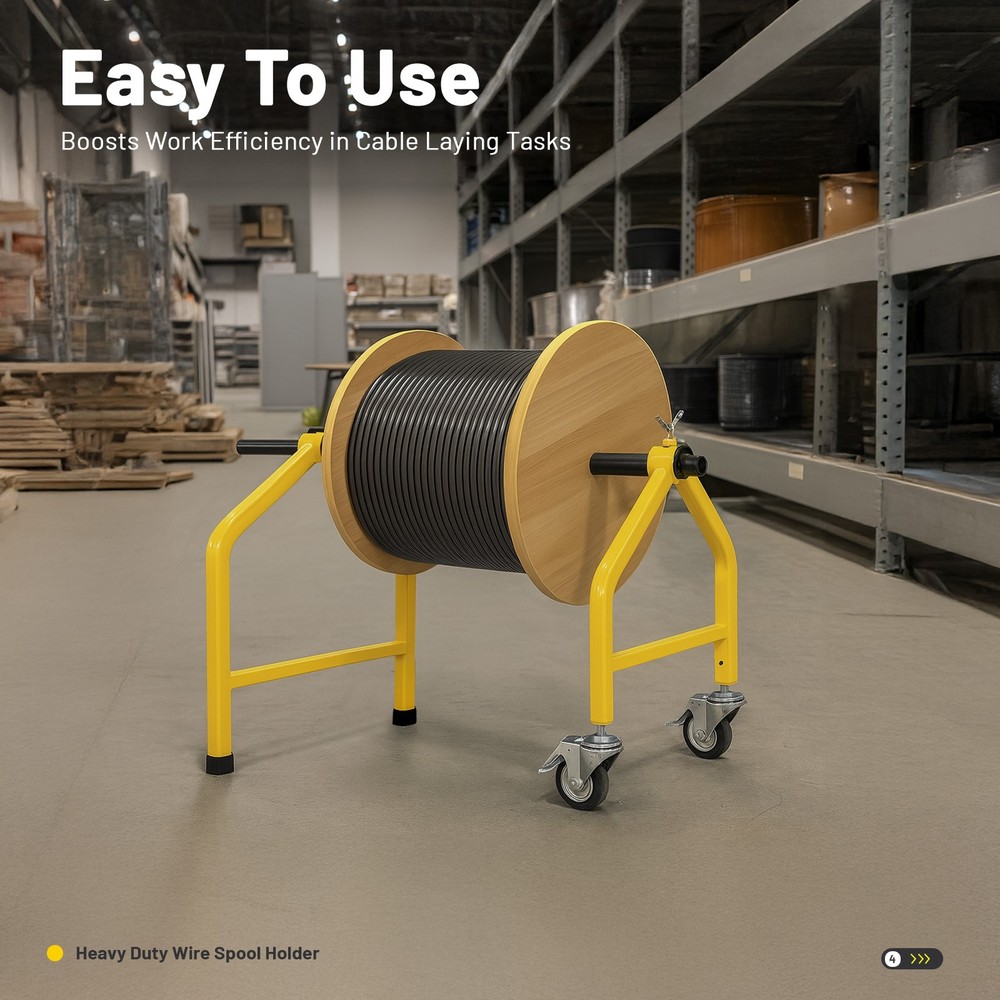 Universal Wire Spool Rack Holder on Wheel Dispenser Electrical Wire Pulling Rack