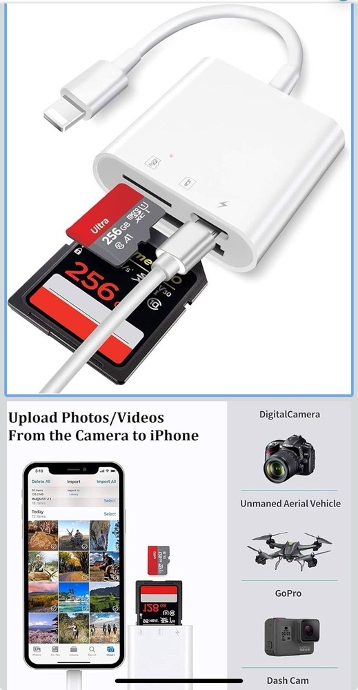 Lightning to SD/TF Camera Multi Function Adapter S-309