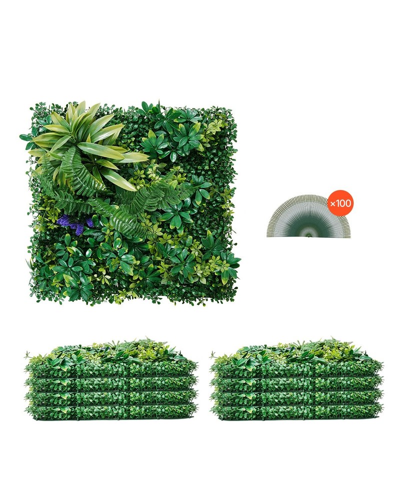 Artificial Grass Wall Panels 8 PCS 20 x 20 inch 3D Combination Greenery Bo