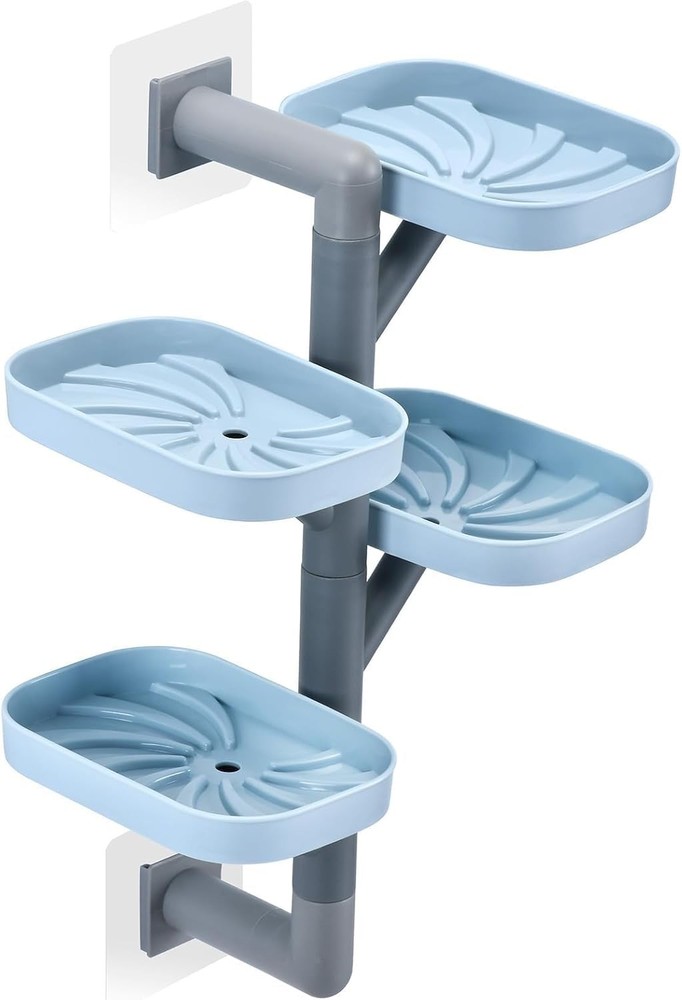 Soap Holder Four Layer Wall Mounted NO-Drilling Rotatable Self-draining