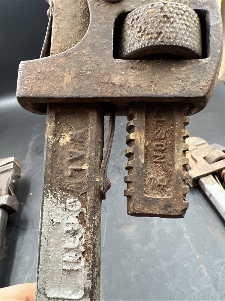 Vintage Lot 3 Pipe Monkey Wrenches Stillson Walworth & Lectrolite Plumbers Tool