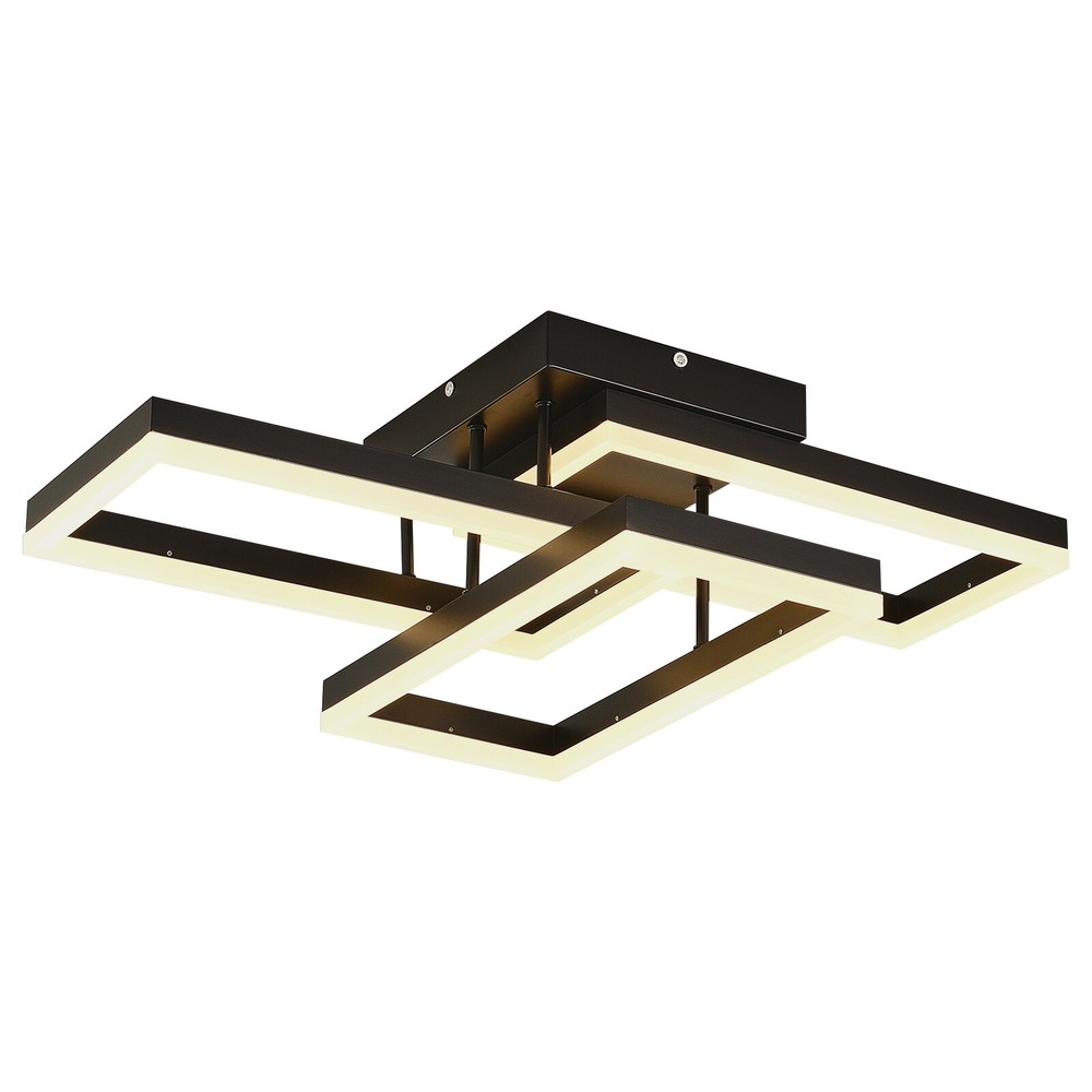 Ceiling Light Black Square Flush Mount Remote Control Dimmable Rectangle