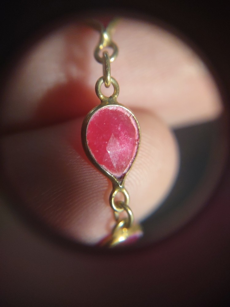 11.8 Grams 18" Natural Ruby Sterling Silver 925 Chain Necklace