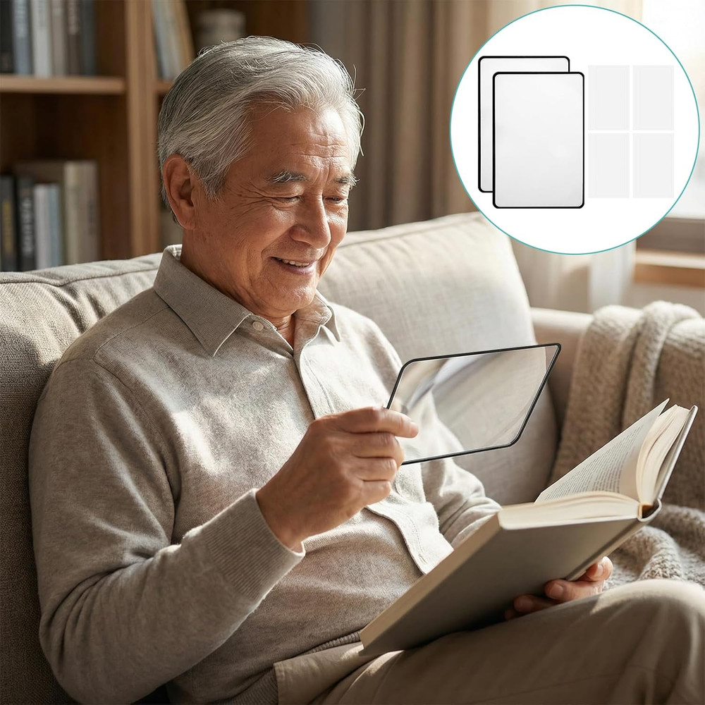 6 Pcs Page Magnifier for Reading, 3X 5X Magnifying Sheet, Flat Plastic Lightweig