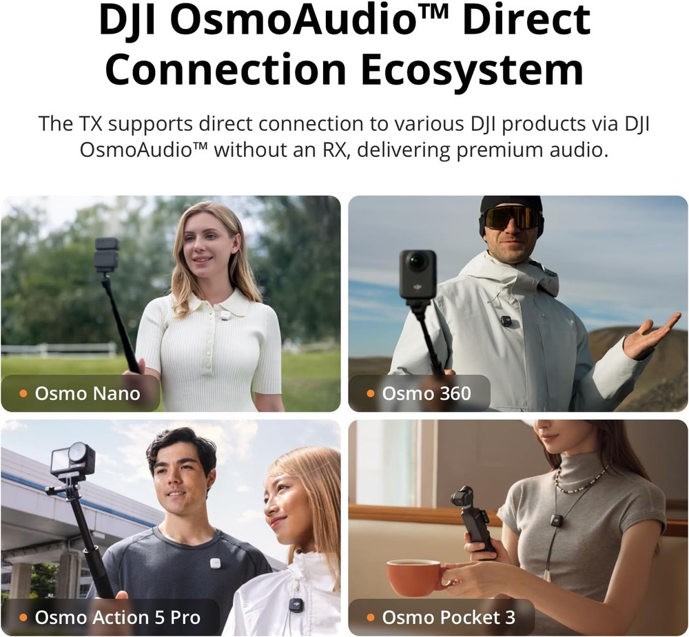 DJI Mic 2(1TX+1RX),Wireless Microphone 250m Range for iPhone,Android,Camera,Vlog
