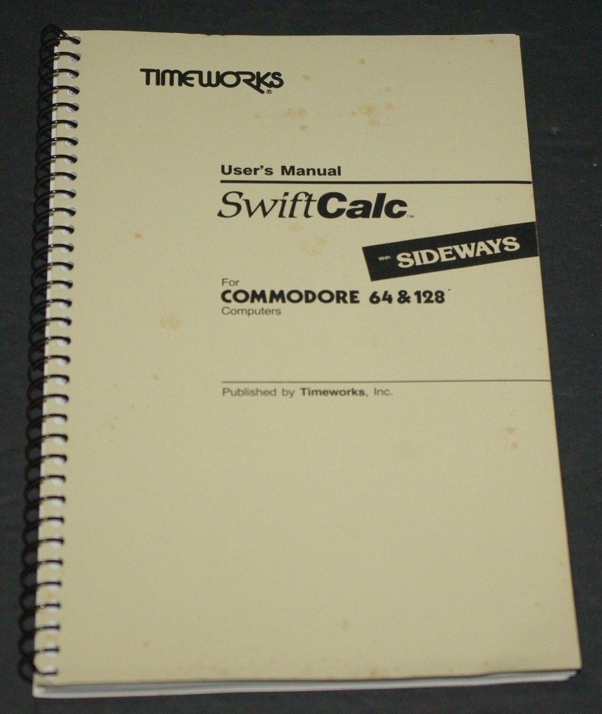 SWIFT CALC by TIMEWORKS spreadsheet C64 Disc software. 1983 excellent