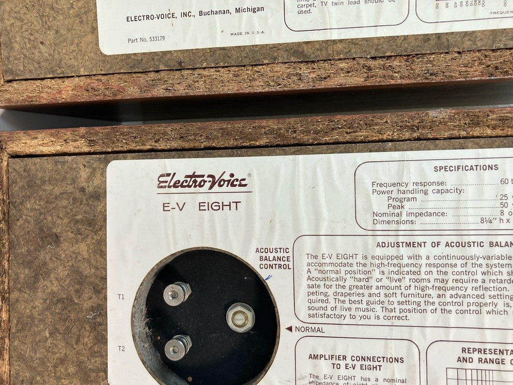 Electro-Voice Vintage Speakers EV Eight Pair Compact System