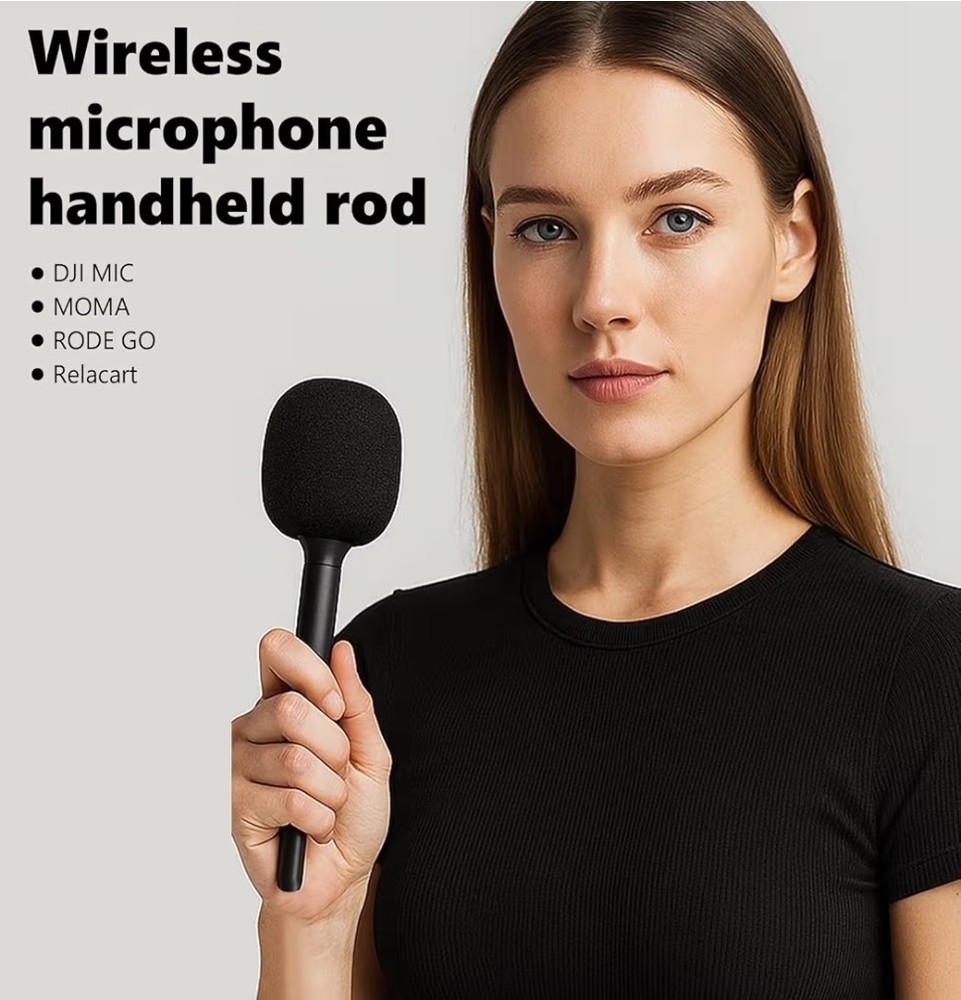 Handheld adapter stick for a compact wireless microphone system, INTERVIEW