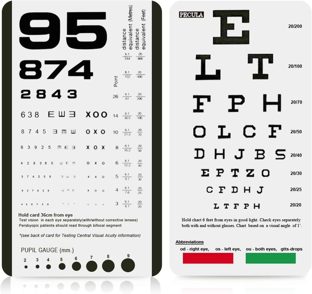 2-in-1 Snellen & Rosenbaum Pocket Eye Chart - Compact Vision Testing Solution