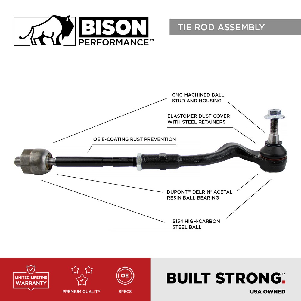 Bison Performance 2pc Set Front Outer Steering Tie Rod Ends For Jeep Renegade